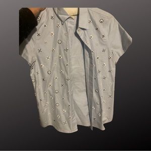 J-Crew baby blue button down shirt with sequin details